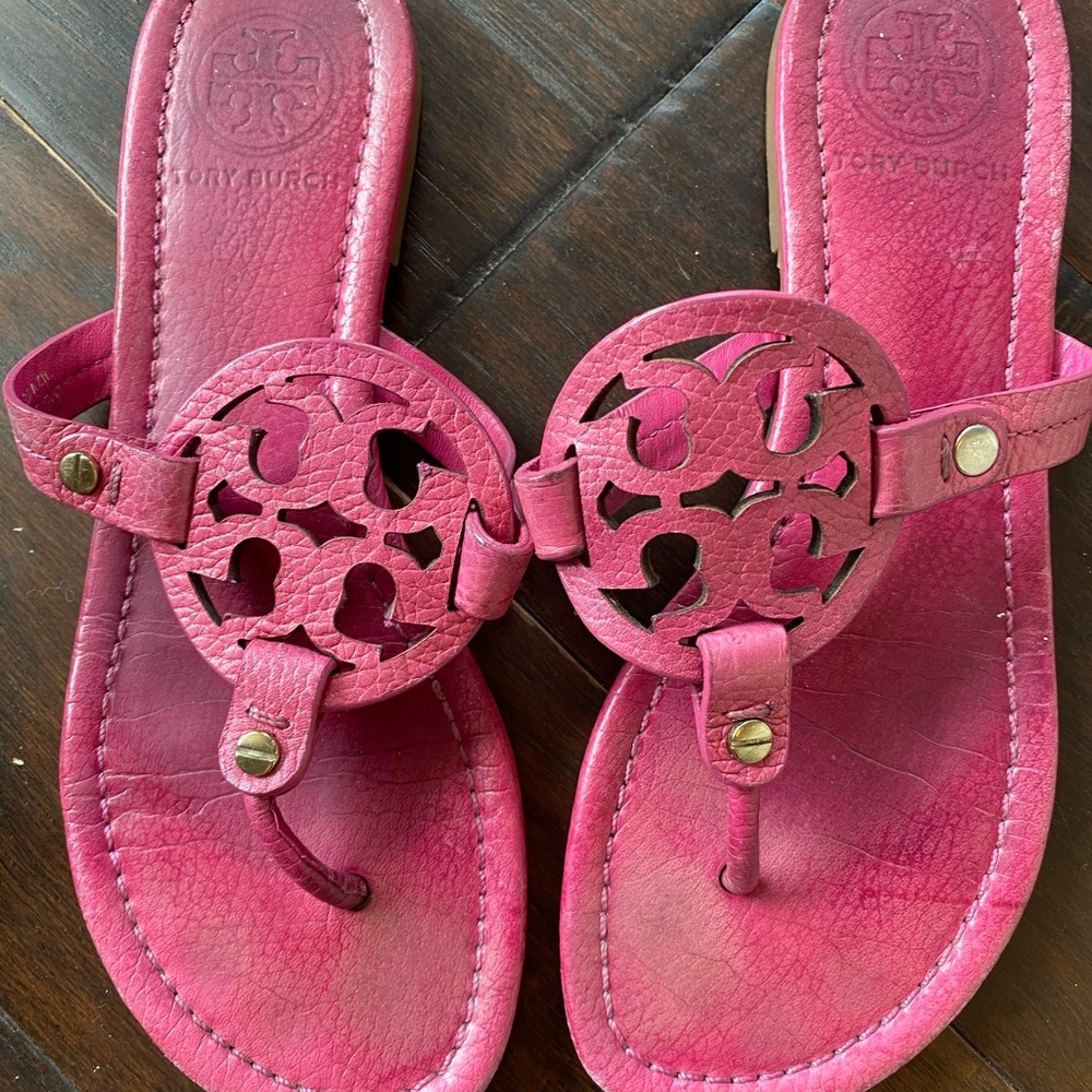 Tory Burch Pebbled Leather Miller Sandals